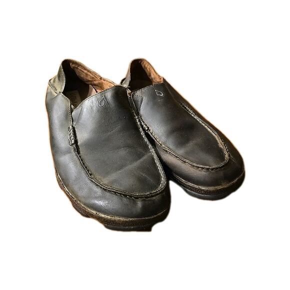 OluKai Moloa Black Leather Loafer Slip On Comfort Casual Shoes Men's Size 11 - Picture 1 of 6